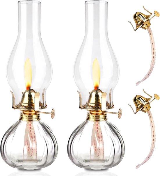 Petroleumlampen - Glas - 27,5 x 8,5 cm - Retro Olielampen met Instelbare Helderheid - Voor Binnenruimtes en Noodverlichting