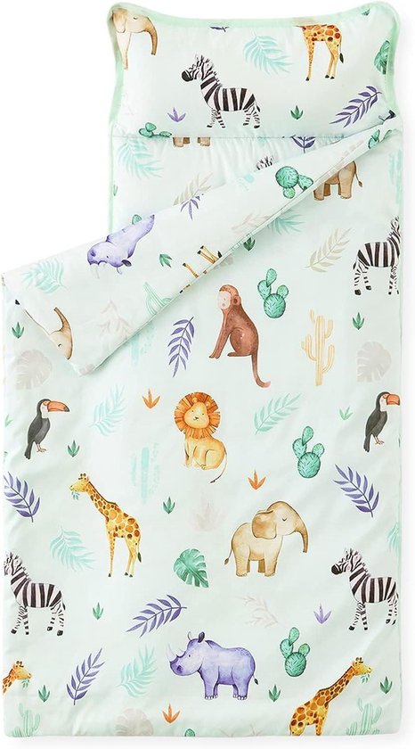Peuter Nap Mat - Kinder Slaapzak - Logeerpartijtjes Thuis - Alles-in-één Ontwerp - 127 x 50 cm - Lichtgroen