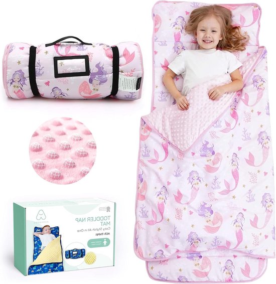 Peuter slaapmat - Kinderslaapzak logeerpartij - Kinderdagverblijf kleuterschool - Extra groot dik - 135 x 53 cm - Zeemeermin van Merkloos