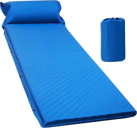 PHATRIP Zelfopblaasbaar Kampeermatras 200x65x5 cm - Snel Opblaasbaar - Rugzakreizen en Outdoor-Trit / Matras met Kussen