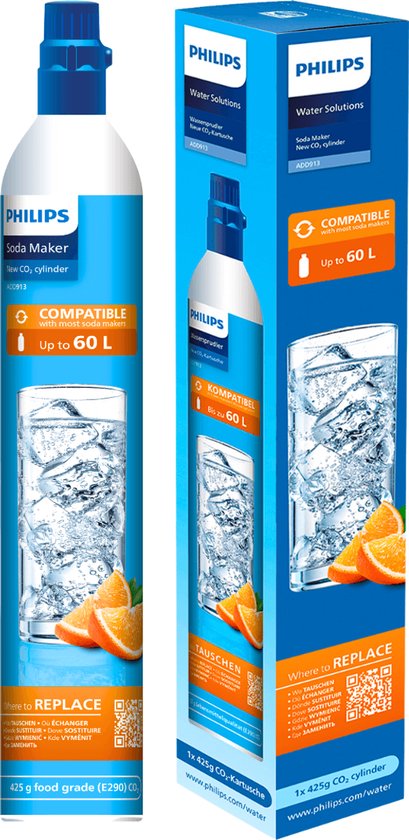 Philips ADD913/10 Serie - CO2 Gasfles - 425g - Voedselkwaliteit E290 - Voor Water- en Biercarbonisatie