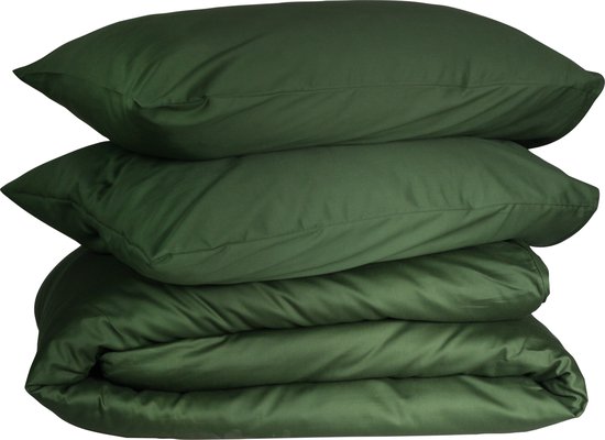 PHLOX Dekbedovertrek Queen - 100% Katoen Satijnen (300 TC) - Eenpersoons 140x200/220 cm + 1 Kussensloop - Zacht & Huidvriendelijk - Groen van Merkloos