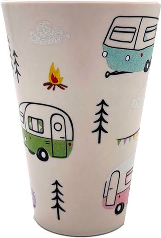 Picknick/Camping Beker RPET - Wildwood Caravan & Campers - 450ml - 13x9cm van Merkloos