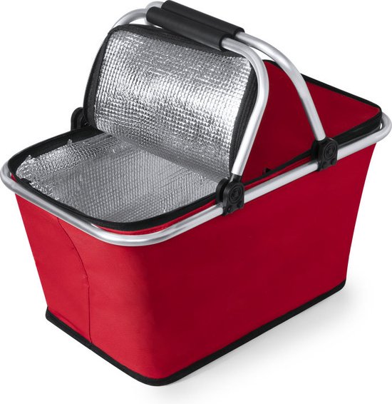 Picknickmand - Boodschappentas - Koeltas - Picknicktas - Boodschappenmand - 28 x 47 cm - 33 liter - rood van Merkloos