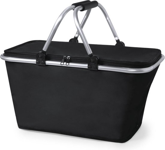 Picknickmand - Boodschappentas - Koeltas - Picknicktas - Boodschappenmand - 28 x 47 cm - 33 liter - zwart van Merkloos