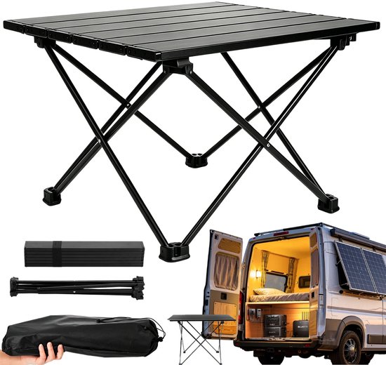 Picknicktafel Klein - Inklapbare Tafel - Vouwtafel Buiten - 40 cm - Koolstofstaal - Opvouwbaar - Waterdicht - Voor Kamperen en Vissen - Draagbaar