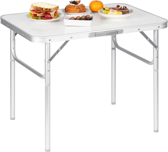 Picknicktafel Wandeltafel inklapbaar in aluminium en MDF - Balkontafel hoogte verstelbaar