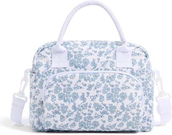 Picknicktas met Meerdere Vakken - Picknickmand - Lunchtas - Lunch Bag - Koeltas - Koelrugtas - Koelrugzak - Cooler Bag - Thermotas - Polyester - 12L - Blauwe Bloem - van Imperatoris van Merkloos