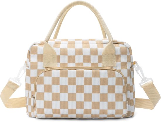 Picknicktas - Picknickmand - Lunchtas - Lunch Bag - Koeltas - Koelrugtas - Koelrugzak - Cooler Bag - Thermotas - Polyester - 12L - Kaki Geruit - van Imperatoris van Merkloos