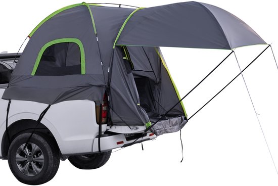 Pickuptruck Tent - Geschikt voor 1,5 tot 1,6 m hoge Vrachtwagens. Waterdichte (PU2000 mm) Slaaptent voor 2 tot 3 Personen voor op de Camping. Robuuste Campershell met Uitschuifbare Luifel van Merkloos