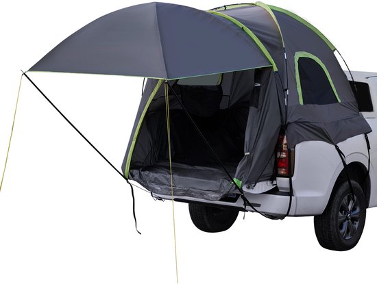 Pickuptruck Tent - Geschikt voor Vrachtwagens met een Lengte van 2,4 tot 2,5 m. Een Waterdichte (PU2000) Slaaptent voor 2 tot 3 Personen voor op de Camping. Wordt Geleverd met Robuuste Camperhoes, Uitschuifbare Luifel van Merkloos