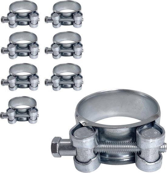 Pijp 44-47 mm Sterke Versterkte Stalen Buisklemmen - Pack van 8 - Gegalvaniseerde Slangklemmen van Wedo