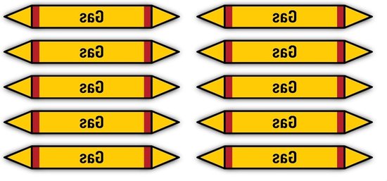 Pijpleiding Markering Stickers - Gas Labels - Veiligheid Aangeven - Volgens DIN 2403 - 100x15 mm - Combustibele Gassen