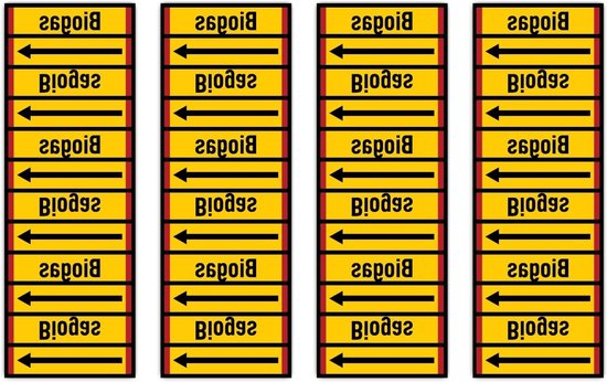 Pijpleiding Markering Stickers - Veiligheidslabels Gas - Industriële Veiligheid - Volgens DIN 2403 - 150 x 50 mm - Geel