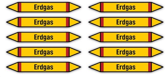 Pijpleidingmarkering Stickers Brandbare Gassen Groep 4 Riem 100x15mm 10 Stuks