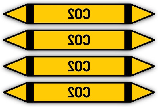 Pijpleidingmarkering Stickers - Gas Etiketten - Veiligheid Aangeven - DIN 2403 Standaard - 300 x 45 mm - Zwart