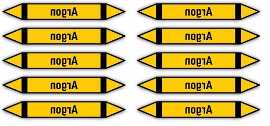 Pijpleidingmarkering Stickers - Gas Labels - Veiligheid Aangeven - Volgens DIN 2403 - 100x15 mm 10 stuks - Argon