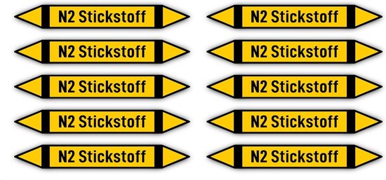 Pijpleidingmarkering Stickers - Veiligheidslabels Gas - Industriële Etikettering - Niet-brandbaar Gas N2 - 100 x 15 mm - Blauw