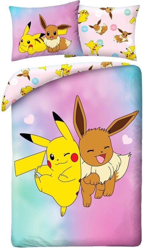 Pikachu Dekbedovertrek Pikachu en Eevee 140 x 200 cm - polyester van Pokémon
