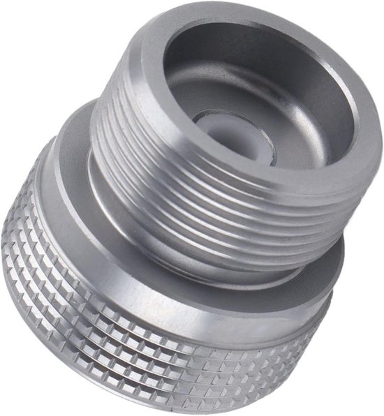 Pilipane Gastank-adapter, MAPP-gasadapter, gasfornuisadapter, zet platte jerrycan om in 1 liter MAPP-gastank voor outdoor camping picknickbrander, aluminiumlegering, 3,3 cm, 58 g