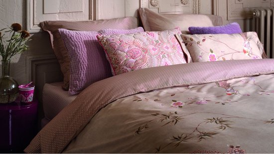 Pip Studio Bamboo Blossom dekbedovertrek - Lits-Jumeaux - 240 x 200/220 cm - Khaki van Merkloos