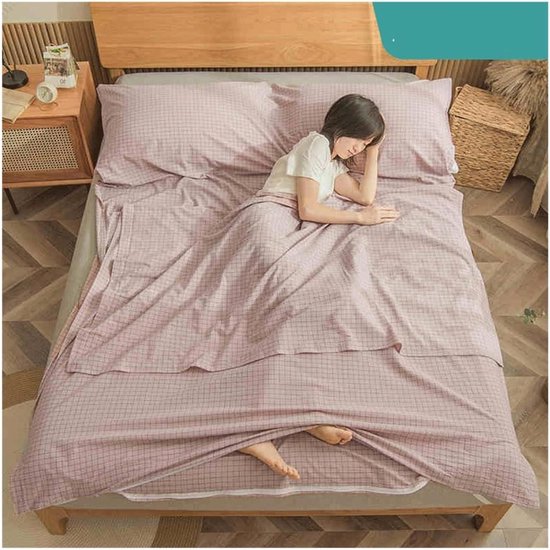 Plaid Slaapzak Voering - Reis Laken - Comfortabel Reizen - Lichtgewicht Compact - 80x210cm - Bruin