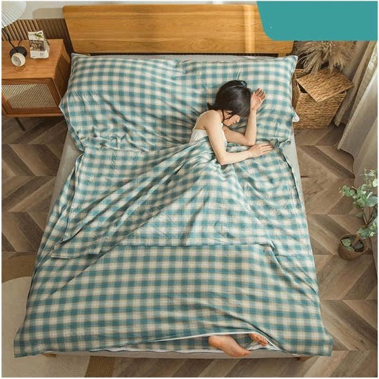 Plaid Slaapzak Voering - Reis Laken - Kamperen en Reizen - Lichtgewicht en Compact - 120x210cm - Groen