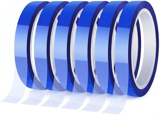 Plakband, 6 rollen sublimatietape, 10 mm x 33 m, blauw, sublimatietape, isolatietape zonder resten voor printplaten en 3D elektronische print