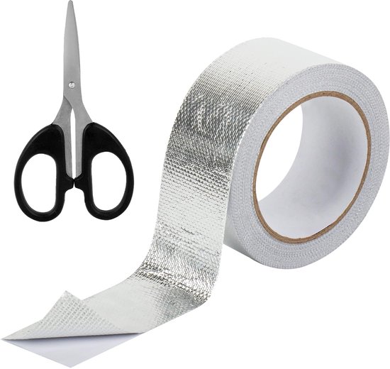 plakband, hittebestendige tape, 50 mm x 20 m aluminium tape | aluminium tape voor isolatie, pijpisolatie, glasvezel aluminium tape, hittebestendige aluminiumfolie voor slangen,