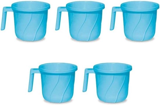 Plastic Mokken - Badmok Campingmok - Hygiënisch Gebruik - Gladde Randen - 1500 ml - Blauw