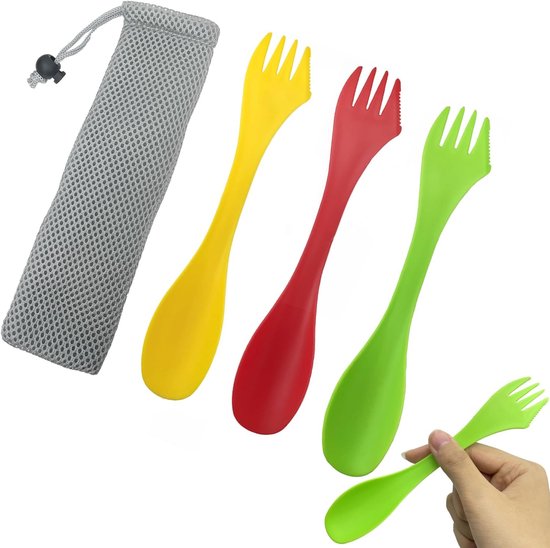 Plastic Spork 3-in-1 Set - Lichtgewicht en Compact - Perfect voor Kamperen en Buiten - Meerdere Kleuren - SnelShoppen