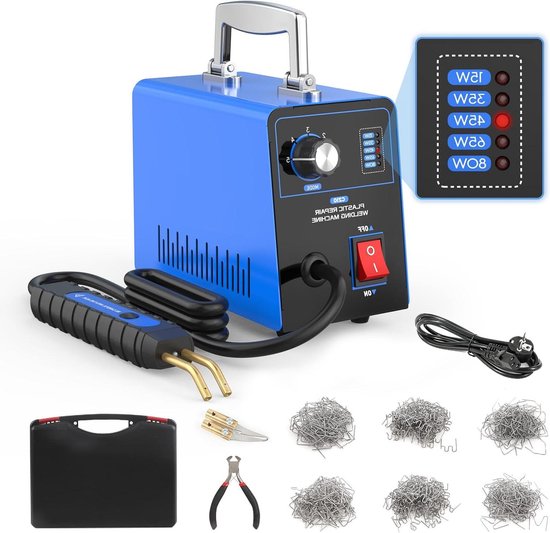 Plastic Welder Kit, 220V Plastic Welding Machine with 600pcs Hot Staples Car Bumper Repair Kit with 5-Level Adjustable Power for Car Plastic Crack Repair