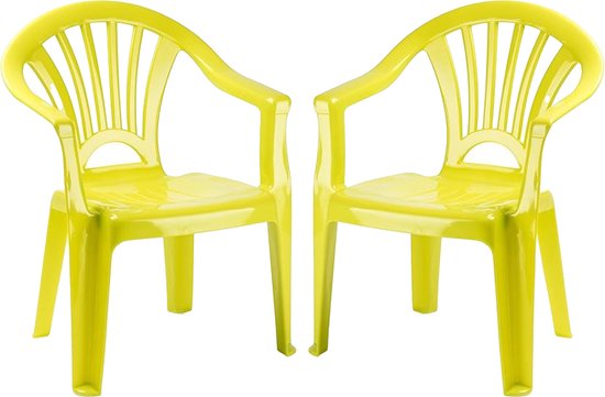 Plasticforte Kinderstoel - 2x stuks - kunststof - groen - 35 x 28 x 50 cm - tuin/camping/slaapkamer van Plasticforte