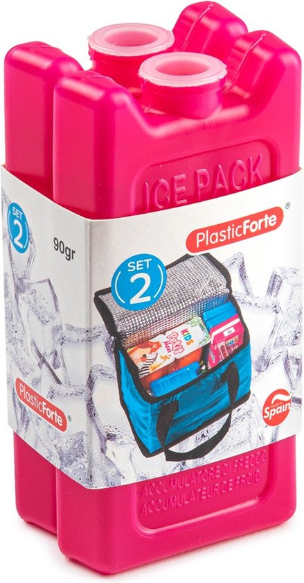 Plasticforte kleine koelelementen - 2x stuks - roze - 11 x 5.5 cm - kunststof - goede kwaliteit