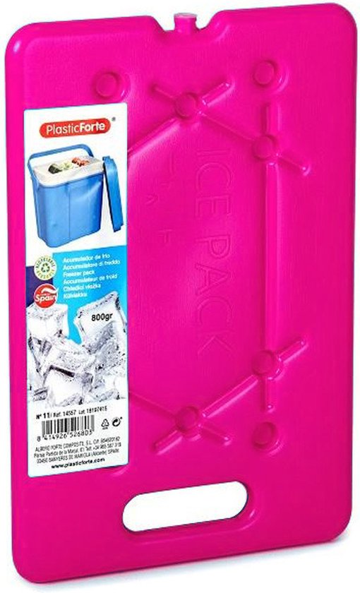 Plasticforte Koelelementen 200 gram - 11 x 16 x 1.5 cm - roze - Voor koelbox en koeltas van Merkloos