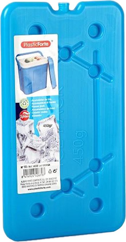Plasticforte Koelelementen 450 gram - 14 x 25 x 1 cm - blauw - Voor koelbox en koeltas van Merkloos