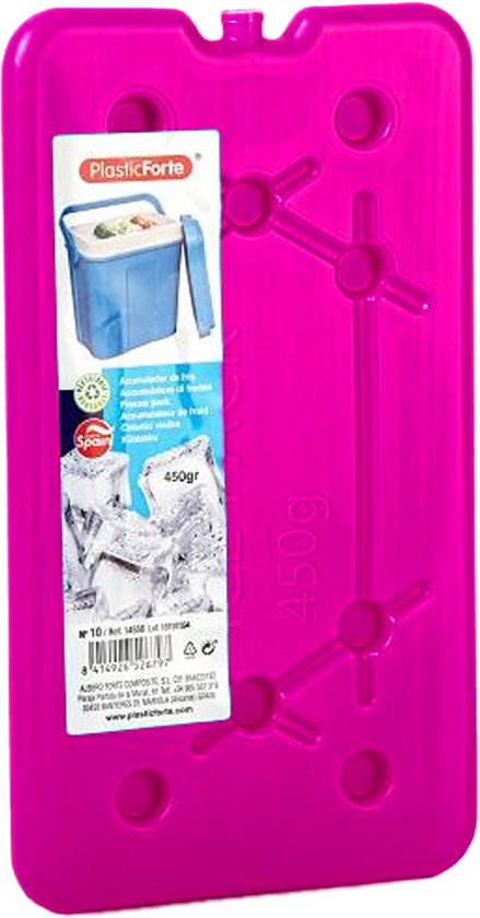 Plasticforte Koelelementen 450 gram - 14 x 25 x 1 cm - roze - Voor koelbox en koeltas van PlasticForte