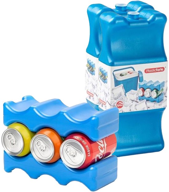 Plasticforte Koelelementen voor blikjes - 22 x 9 cm - 2x - blauw - blikken koelelement van Merkloos