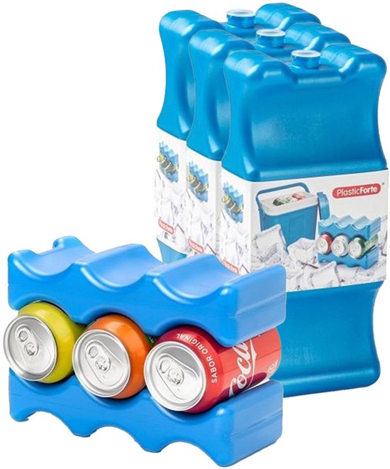 Plasticforte Koelelementen voor blikjes - 22 x 9 cm - 3x - blauw - blikken koelelement van Merkloos