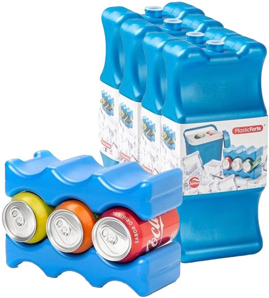 Plasticforte Koelelementen voor blikjes - 22 x 9 cm - 4x - blauw - blikken koelelement van Merkloos