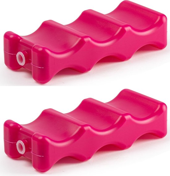 Plasticforte Koelelementen voor blikjes - 2x stuks - 22 x 9 cm - roze - blikken koelelement - kunststof