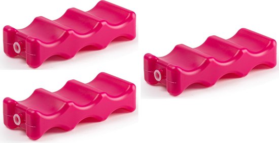 Plasticforte Koelelementen voor blikjes - 3x stuks - 22 x 9 cm - roze - blikken koelelement - kunststof