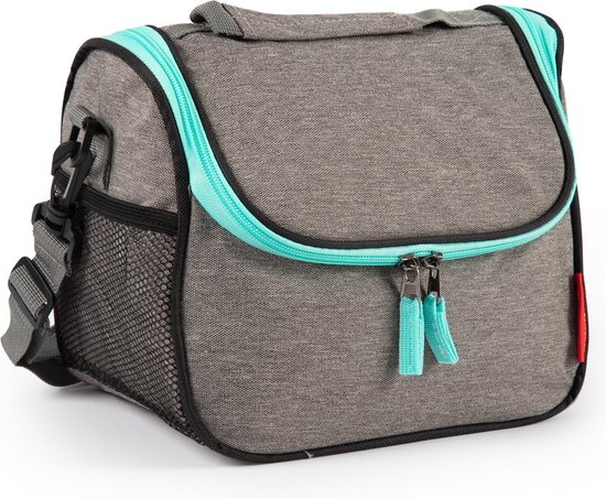 Plasticforte Koeltas/lunchtas Callela - taupe/mintgroen - 6.5 liter - 17 x 26 x 20 cm - strand - lunchtas van Plasticforte