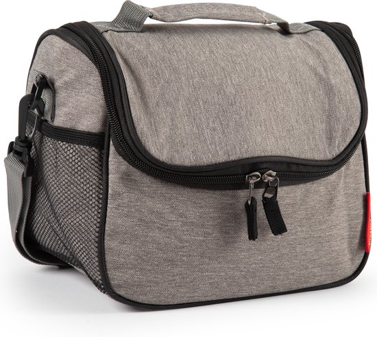 Plasticforte Koeltas/lunchtas Callela - taupe/zwart - 6.5 liter - 17 x 26 x 20 cm - strand - lunchtas van Plasticforte