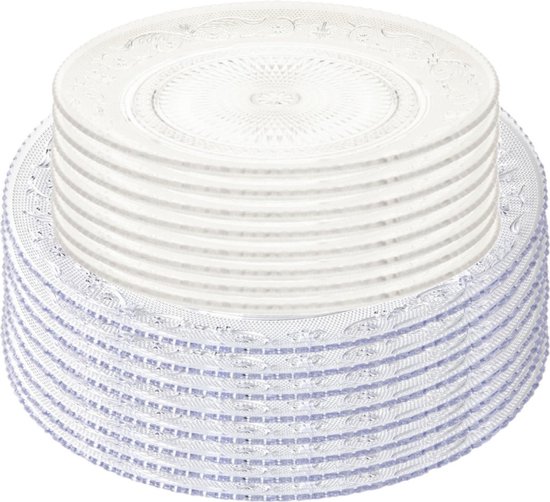 Plasticforte Onbreekbare gebak/taart bordjes - 16x stuks - kunststof - kristal stijl - transparant - 15 en 18 cm - verjaardag van Plasticforte