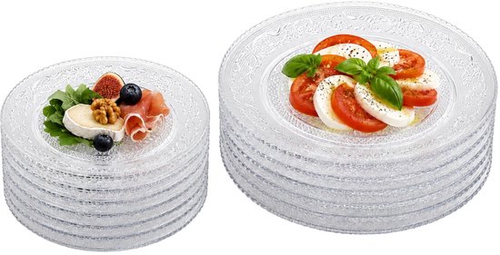 Plasticforte onbreekbare kunststof servies borden - set 12x stuks - ontbijt/dinerborden - Dia 18 en 25 cm - camping - bbq - picknick