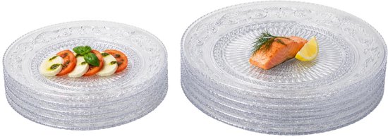 Plasticforte onbreekbare kunststof servies borden - set 12x stuks - ontbijt/dinerborden - Dia 25 en 31 cm - camping - bbq - picknick
