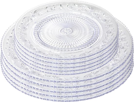 Plasticforte Onbreekbare servies borden - 10x stuks - kunststof - kristal stijl - transparant - in 2 formaten - camping/verjaardag van PlasticForte