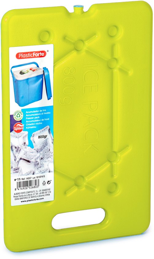 Plasticforte Platte dunne Koelelementen 800 gram - 30 x 20 x 1.5 cm - groen - Voor koelbox en koeltas van Merkloos
