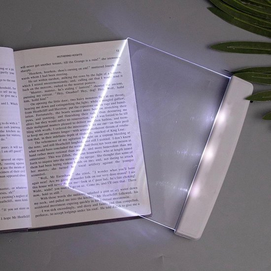 Platte LED-leeslamp voor thuis, ideaal om 's nachts in bed te lezen, heldere LED-paginaverlichting, bladwijzerverlichting voor leesdoeleinden, draadloos (wit)